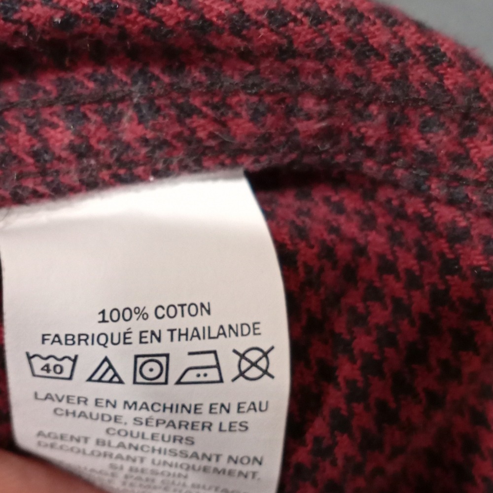 LL Bean Mens Traditional Fit Houndstooth Button Down Shirt Burgundy M 298275 - Picture 9 of 10